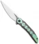 Bestech Knives Samari Frame Lock Knife Black SW/Green Ti (3.9" Satin M390)