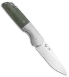 Kansept Knives Warrior Frame Lock Knife Green Micarta/Ti Left Hand (3.46" Satin)