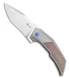 Reate Bharucha T3000 Frame Lock Brown Micarta/Ti Blue Screws (3" Satin)