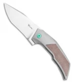 Reate Bharucha T3000 Frame Lock Brown Micarta/Ti Green Screws (3" Satin)