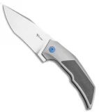 Reate Bharucha T3000 Frame Lock Carbon Fiber/Ti w/ Blue Screws (3" Satin)