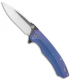 QSP Woodpecker Frame Lock Knife Blue Titanium (3.75" Two Tone)