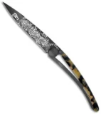 Deejo Turtle 37g Black Tiger Frame Lock Knife Turtle Shell (3.75" Satin)