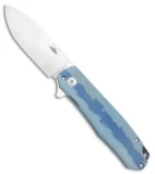Jarosz Custom Flare Frame Lock Knife Blue/Dark Blue Ti (3.75" Satin AEB-L )