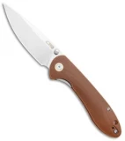 CJRB Feldspar Liner Lock Knife Brown G-10 (3.5" Stonewash)