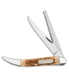 Case Fishing Knife 4.25" Peach Seed Jigged Amber Bone (620094F SS) 10726