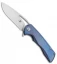 Kansept Knives Mini Kryo Frame Lock Knife Flipper Blue Ti (2.9" Satin)