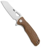 Honey Badger Knives Medium Flipper Wharncleaver Tan FRN (3.25" Satin) HB1039