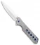 Olamic Cutlery Rainmaker Dagger Knife Frosty Holes Ti/ Blue HW (4.25" Satin)