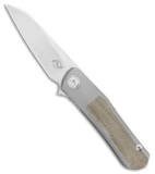 Liong Mah Design Hawk Flipper Frame Lock Knife Green Micarta (3.25" Stonewash)