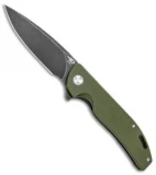 Bestech Knives Bison Frame Lock Knife Titanium/G-10 OD Green (3.5" Black SW)