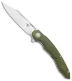 Bestech Knives Fanga Liner Lock Flipper Knife CF/Green G-10 (4" Satin)