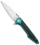 Artisan Cutlery Small Archaeo Frame Lock Flipper Knife Green Ti/CF (3" Satin)