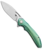 Bestech Knives Kombou ESKRA Folding Knife Green Ti (3.5" Stonewash) BT1813E