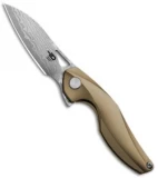 Bestech Knives Isham Reticulan Frame Lock Knife Bronze Ti (2" Damascus) BT1810J