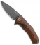 LionSteel KUR Flipper Liner Lock Knife Santos Wood (3.43" PVD Stonewash)