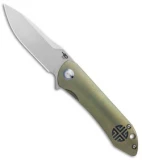Bestech Knives Emperor Flipper Knife Green/Gold Ti (3.13" Stonewash)  BT1808C