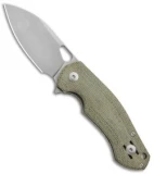 GiantMouse Vox/Anso ACE Biblio Flipper Knife Green Micarta (2.9" Stonewash M390)