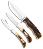 Uncle Henry 3-Piece Hunters Stag Knife Gift Set (3.5" Satin)