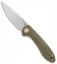 CJRB Small Feldspar Liner Lock Knife Green Canvas Micarta (3" Stonewash)