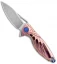 Rike Knife Hummingbird Mini Flipper Knife Pink Titanium (1.5" Damascus)