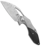 Kizer Isham Minitherium Flipper Knife Ti/Carbon Fiber (3" Vinland Damasteel)