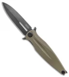 Acta Non Verba Knives Z400 Liner Lock Dagger Knife Olive G-10 (4" Black DLC)