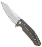 Reate K-1 Frame Lock Flipper Knife Carbon Fiber/Bronze Ti (3.8" M390 Satin)