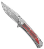 Kansept Knives Gremlin Frame Lock Knife Red Carboquartz (Damasteel)