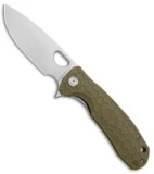 Honey Badger Knives Large Flipper Drop Point Green FRN (3.625" Satin) HB1003