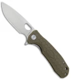Honey Badger Knives Medium Flipper Drop Point Green FRN (3.25" Satin) HB1013