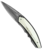 Corrie Schoeman Custom Snout Liner Lock Knife Hippo Tooth (2.5" Natural)