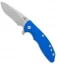 Hinderer Knives XM-18 3.5 Recurve Flipper Knife Blue G-10 Blue Ano (Stonewash)