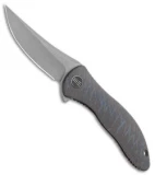 WE Knife Co. Mini Synergy Trailing Point Knife Tiger Stripe Ti (3" Stonewash)