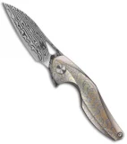 Bestech Knives Isham Reticulan Frame Lock Knife Flamed Ti (2" Damascus)