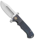 Andre de Villiers Mid-Tech DF Frag Frame Lock Knife Blue/Bronze Ti (3.88" Satin)