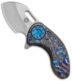 Curtiss Knives Custom Nano Flipper Knife Flamed Ti w/Blue Ano (2" Stonewash)