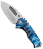 Medford Praetorian T Frame Lock Knife Custom Flame/Blue Ti (3.75" Tumbled) #28