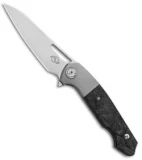 Liong Mah Design Eraser Frame Lock Flipper Marble CF Titanium (4" Satin M390)