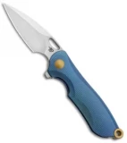 Bestech Knives Parrot Frame Lock Flipper Blue/Gold Titanium (2.4" Satin) BT1807E