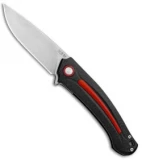 MKM Burnley Arvenis Liner Lock Flipper Knife Black G-10/Red Al (3.35" Satin)