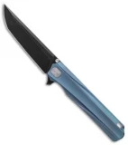 Stedemon Shy V Tanto Integral Frame Lock Knife Blue Ti (4" Black SW)