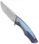 Bestech Knives Dolphin Frame Lock Knife Blue/Purple Titanium (3.375" Stonewash)