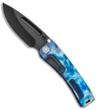 Medford Marauder-H Knife Polished Flame/Blue Ti (3.75" Black 3V) MKT