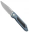 Bestech Knives Shinkansen Frame Lock Front Flipper Blue Ti/CF (3.6" Blasted)