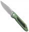Bestech Knives Shinkansen Frame Lock Front Flipper Green Ti/CF (3.6" Blasted)