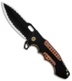 Andre de Villiers Custom Hummer Flipper Knife Ti/Copper Frag (4.25" Black)