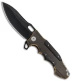 Andre de Villiers Custom Hummer Flipper Knife Gold Ti/Carbon Fiber (4.25" Satin)
