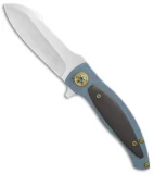 George Muller Custom LL-XX Frame Lock Flipper Knife Blue Ti/Zirc (3.3" Satin)