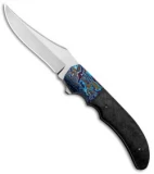 Jason Clark Custom Double X Liner Lock Knife Marble CF/Timascus (3.75" Satin)